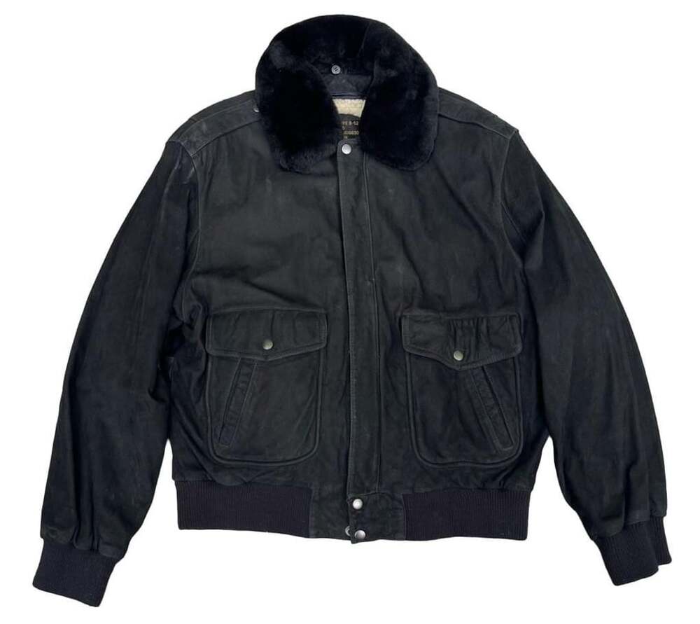 Adler Distressed B-52 Jacket Size L Black Leather